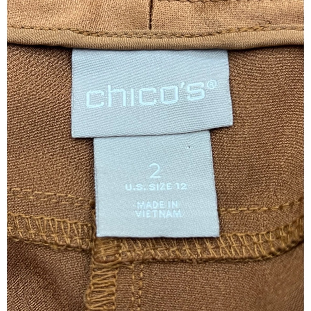 Chicos Satin Belted Cargo Ankle Pants With Pockets Tan Brown Chicos 2 Size 12 - Picture 6 of 7